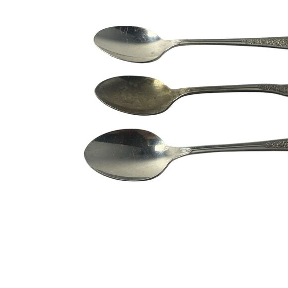 Set Of 3 Meridian Silver Plate Co. Dessert Teaspoon Spoon Vintage - Picture 12 of 15